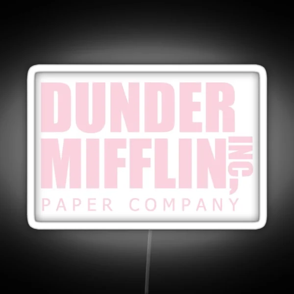 Pastel Dunder Mifflin Logo RGB Neon Sign