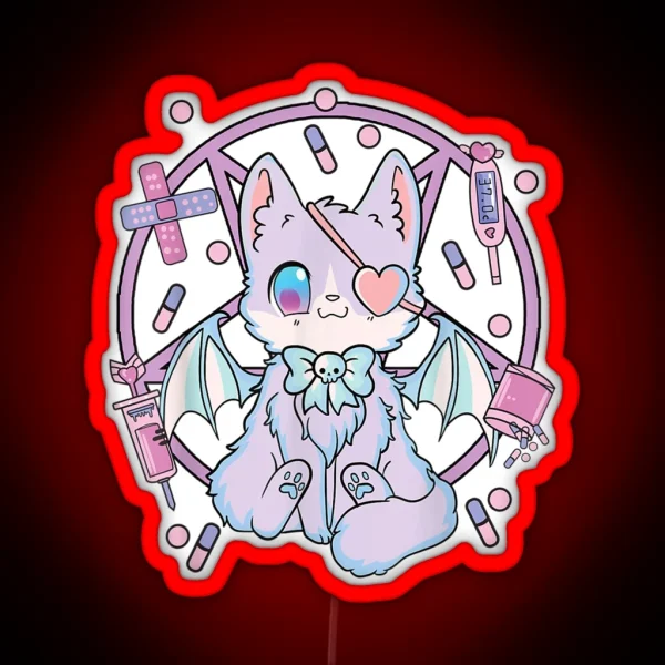 Pastel Goth Kawaii Yami Cat RGB Neon Sign