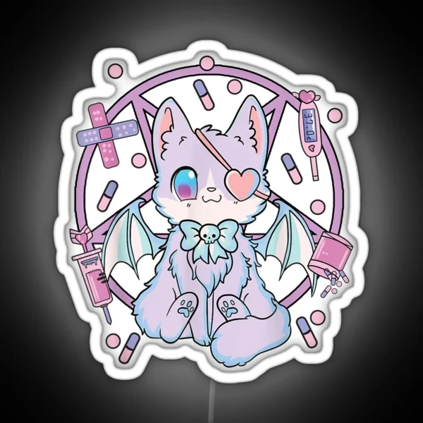 Pastel Goth Kawaii Yami Cat RGB Neon Sign