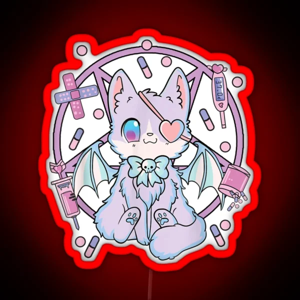 Pastel Goth Kawaii Yami Cat RGB Neon Sign