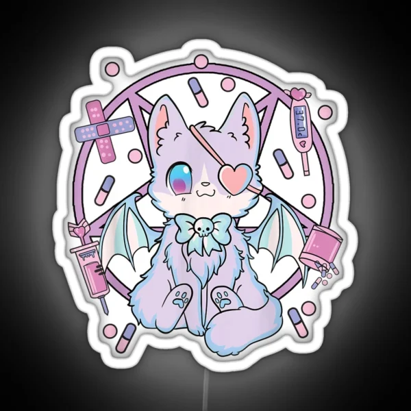 Pastel Goth Kawaii Yami Cat RGB Neon Sign