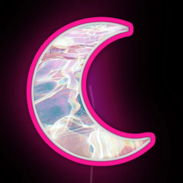 Pastel Ocean Crescent Moon RGB Neon Sign