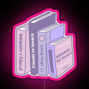 Pastel Purple Romance Tropes As Pile Of Books RGB Neon Sign