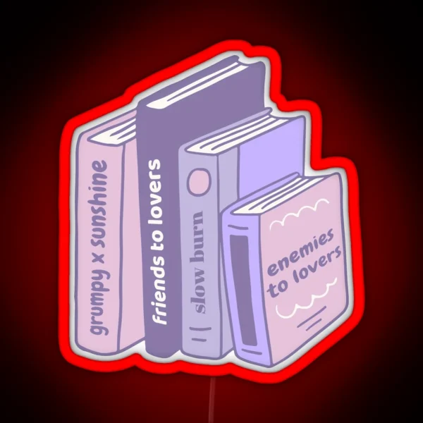 Pastel Purple Romance Tropes As Pile Of Books RGB Neon Sign