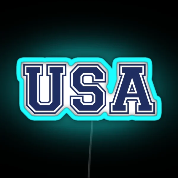 Patriotic USA Blue Letter RGB Neon Sign