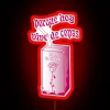 pink rgb neon sign displaying paul thin lark thorn juice in vibrant red