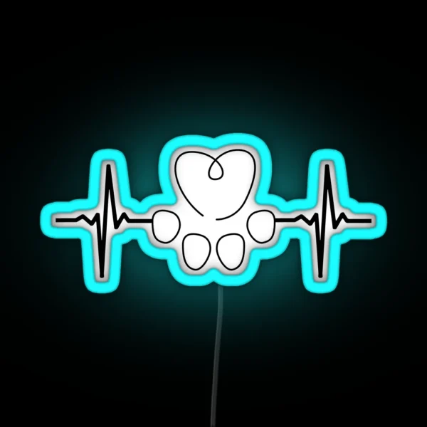 Paw Print Heartbeat RGB Neon Sign