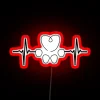 Paw Print Heartbeat Neon RGB Sign Red
