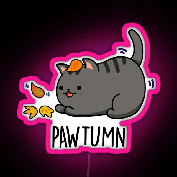Pawtumn Funny Autumn Cat Puns RGB Neon Sign