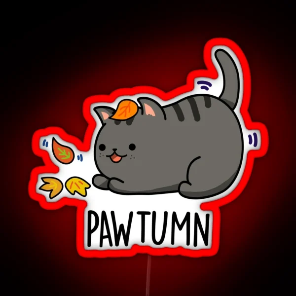 Pawtumn Funny Autumn Cat Puns RGB Neon Sign