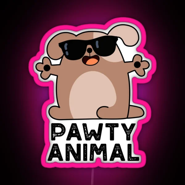 Pawty Animal Funny Party Dog Puns RGB Neon Sign