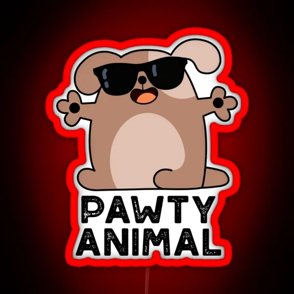 Pawty Animal Funny Party Dog Puns RGB Neon Sign