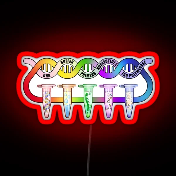 PCR Polymerase Chain Reaction Process Steps Components RGB Neon Sign