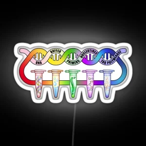 PCR Polymerase Chain Reaction Process Steps Components Pipette Tubes Biology Science RGB Neon Sign