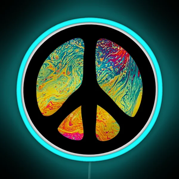Peace Out In Blue RGB Neon Sign