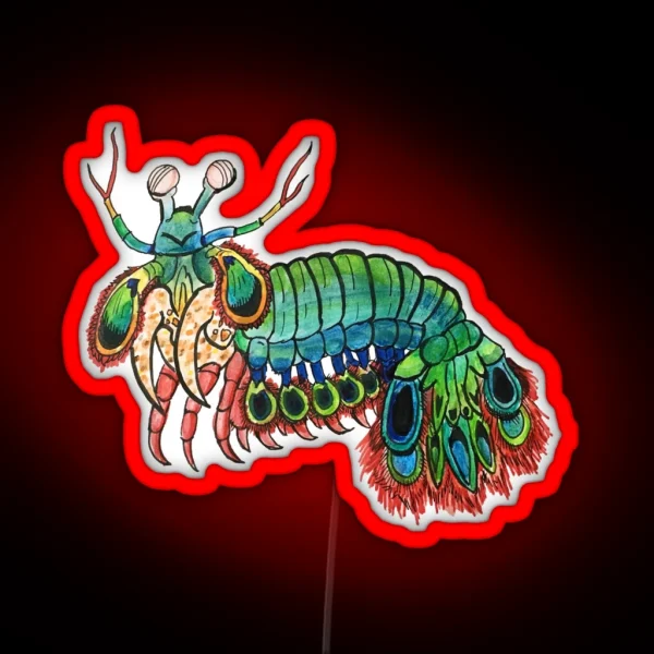 Peacock Mantis Shrimp Watercolor RGB Neon Sign