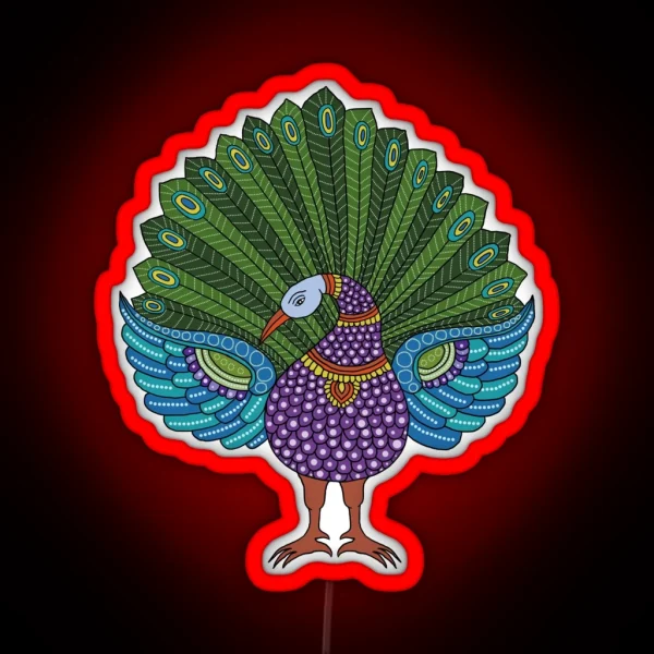 Peacock Modern Kalamkari 2 RGB Neon Sign