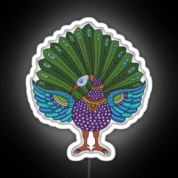 Peacock Modern Kalamkari 2 RGB Neon Sign