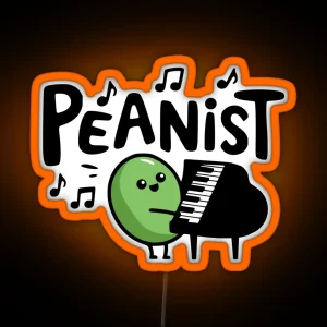 Peanist Cute Pea Music Pun RGB Neon Sign