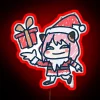 peanuts character charlie brown in santa costume, kids drawing style chibi neon sign led rgb red - 90039.