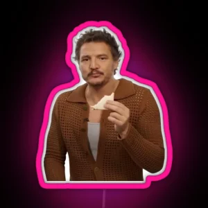 Pedro Pascal Eating A Sandwich Toast Meme RGB Neon Sign