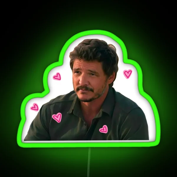 Pedro Pascal With Hearts RGB Neon Sign