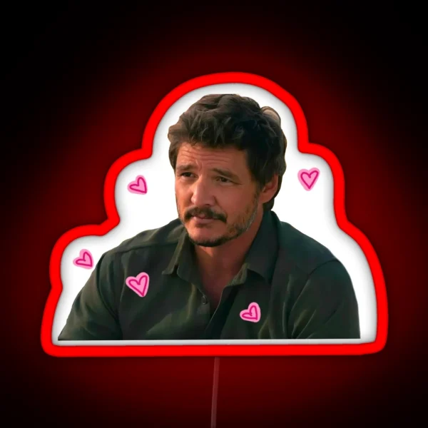 Pedro Pascal With Hearts RGB Neon Sign