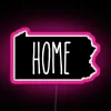 pennsylvania home in black and white with rgb neon sign