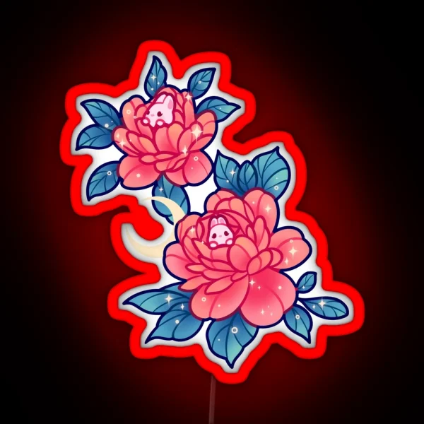 Peony Bunnies RGB Neon Sign