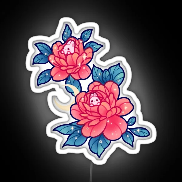 Peony Bunnies RGB Neon Sign