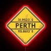perth-coordinates-rusty-metallic-sign-vintage-travel-road-sign-rgb-neon-red