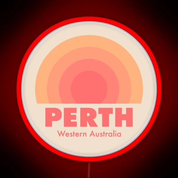 Perth Retro Rainbow Badge Orange RGB Neon Sign