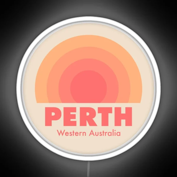 Perth Retro Rainbow Badge Orange RGB Neon Sign