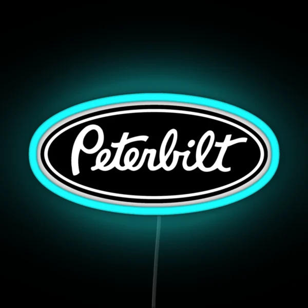 Peterbilt Truck Logo Black White RGB Neon Sign