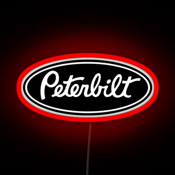 Peterbilt Truck Logo Black White RGB Neon Sign
