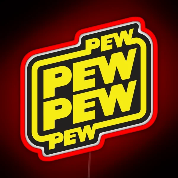 Pew Pew Funny Space Noise RGB Neon Sign