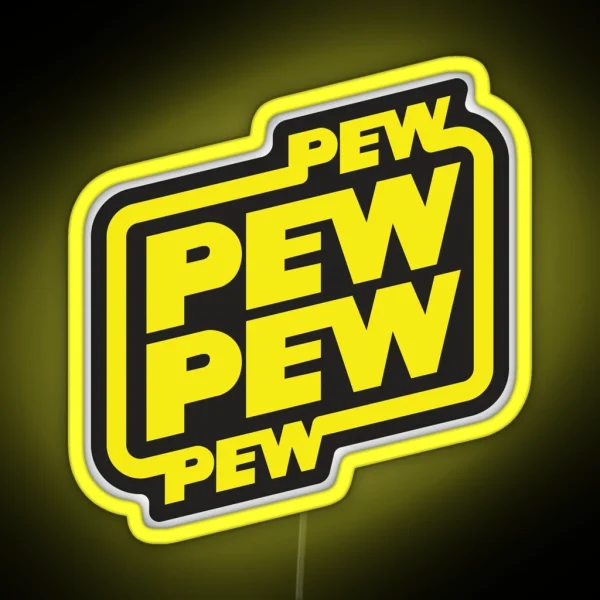 Pew Pew Funny Space Noise RGB Neon Sign