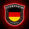 Neon Sign of Pforzheim Germany with Flag and Emblem in RGB Red