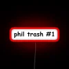 Neon Sign Saying Phil Trash with RGB Lighting in Red
