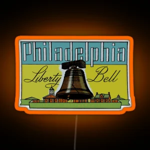 Philadelphia Liberty Bell Vintage Travel Decal RGB Neon Sign