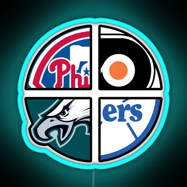 Philly S In The House Phillies Flyers Eagles RGB Neon Sign