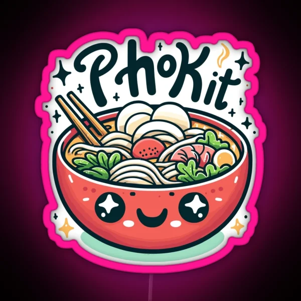 Pho Kit Cute Smiling Pho Bowl Led RGB Neon Sign