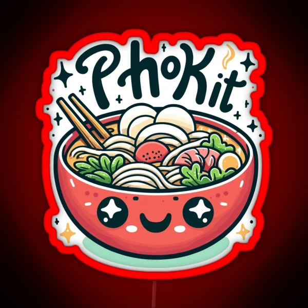 Pho Kit Cute Smiling Pho Bowl Led RGB Neon Sign