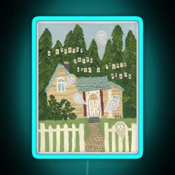 Phoebe Bridgers Haunted House With A Picket Fence RGB Neon Sign