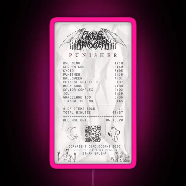 Phoebe Bridgers Punisher Album Receipt RGB Neon Sign