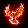 Phoenix neon sign with RGB lighting in red.