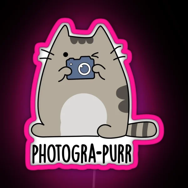Photogra Purr Funny Photographer Cat Puns RGB Neon Sign