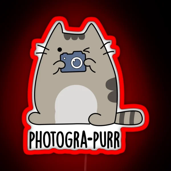 Photogra Purr Funny Photographer Cat Puns RGB Neon Sign