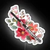 Piccolo Player with Flowers - Watercolor Art with Neon Sign Design for Musicians.