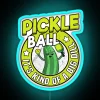 pickleball neon sign with it's kind of a big dill retro funny design